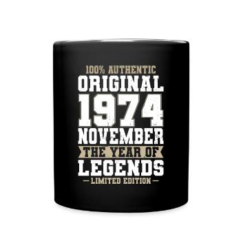 50th Birthday Vintage November 1974 Original - Full Colour Mug - black - Front