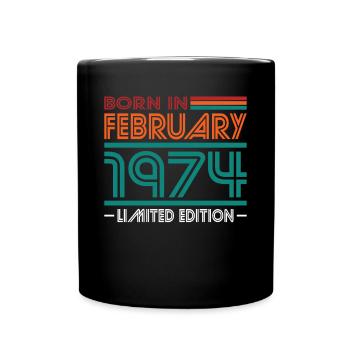 50th Birthday Vintage February 1974 Born in 1974 - Full Colour Mug - black - Front