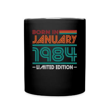 40. Geburtstag Jahrgang Januar 1984 Born in 1984 - Tasse einfarbig - Schwarz - Vorne