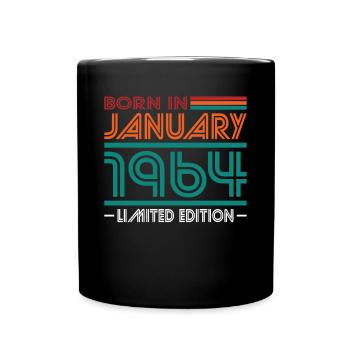 60th Birthday Vintage January 1964 Born in 1964 - Full Colour Mug - black - Front