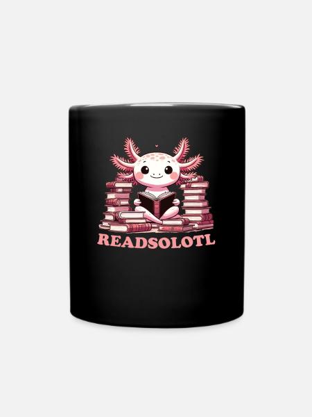 Axolotl ließt ein Buch süße Axolotl lesen Bücher - Tasse einfarbig - Schwarz