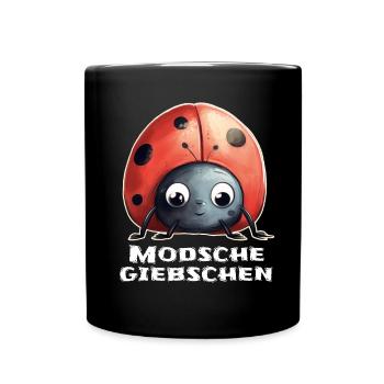 Modschegiebchen Marienkäfer Sächsisch Geschenk - Tasse einfarbig - Schwarz - Vorne