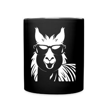 Drôle d’alpaga portant des lunettes de soleil cool alpagas - Mug uni - noir - Devant