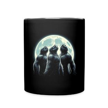 Three Sasquatch Howling Moon - Full Colour Mug - black - Front