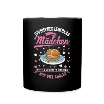 Leberkas Mädchen Leberkäse Fleischkäse - Tasse einfarbig - Schwarz - Vorne