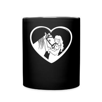 Liens de coeur cheval et fille - Mug uni - noir - Devant