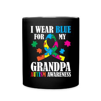 I wear blue for my grandpa. Support - Full Colour Mug - black - Front