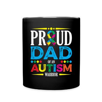 Proud father of an autism warrior spectrum - Full Colour Mug - black - Front