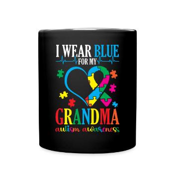 "I'm wearing blue for my grandma" support them - Full Colour Mug - black - Front