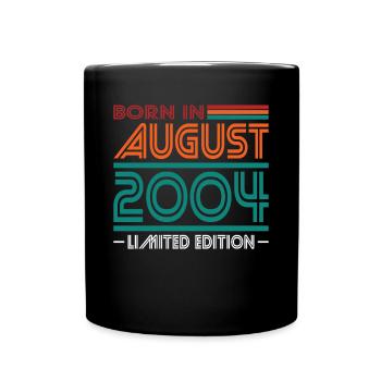 20th Birthday Vintage August 2004 Born in 2004 - Full Colour Mug - black - Front