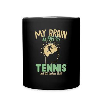 My Brain is 95% Tennis Tennisspieler - Tasse einfarbig - Schwarz - Vorne
