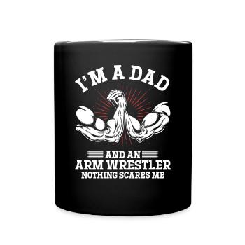 Je suis un papa et un lutteur de bras de fer Papa Bras de fer D - Mug uni - noir - Devant