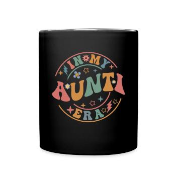 Aunt Retro Groovy Baby Announcement Aunt - Full Colour Mug - black - Front