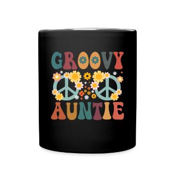 Aunt Retro Groovy Baby Announcement Aunt - Full Colour Mug - black - Front