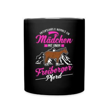 Freiberger Pferd Mädchen - Tasse einfarbig - Schwarz - Vorne