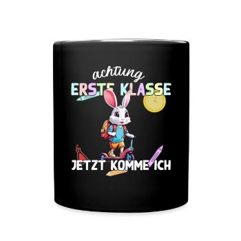 Schulkind Hase Erste Klasse Einschulungsdesign - Tasse einfarbig - Schwarz - Vorne