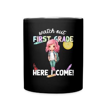 Funny Elementary School Girl School Enrollment Saying - Full Colour Mug - black - Front
