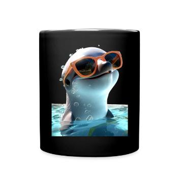Dolphin Sunglasses Love Dolphins Cute Dolphin - Full Colour Mug - black - Front