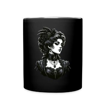 Elegante Gothic-Dame: Viktorianische Anmut - Tasse einfarbig - Schwarz - Vorne
