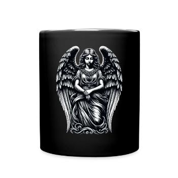 Elegant Sorrow: Gothic Angel's Grace - Full Colour Mug - black - Front