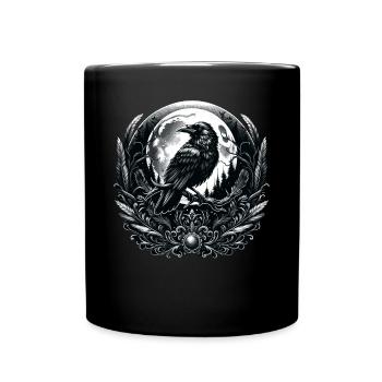 Mystical Raven and Moon: Gothic Elegance - Full Colour Mug - black - Front