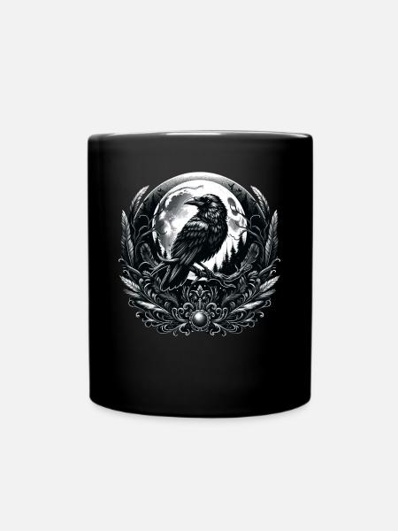 Corbeau mystique et Lune : l’élégance gothique - Mug uni - noir