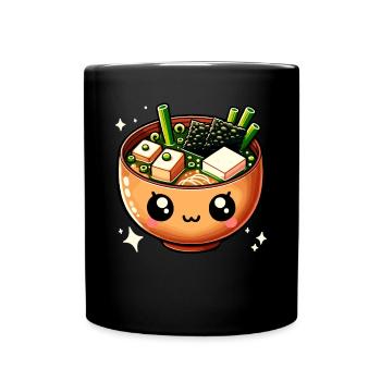 Miso-Suppe Kawaii Japanisches Essen - Tasse einfarbig - Schwarz - Vorne