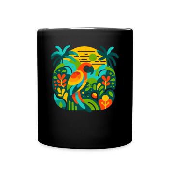 Exotic Parrot Fantasy: Rainforest Colors - Full Colour Mug - black - Front