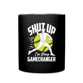 Lustiger Baseball - Tasse einfarbig - Schwarz - Vorne