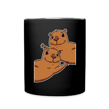 Capybara Wasserschwein - Tasse einfarbig - Schwarz - Vorne
