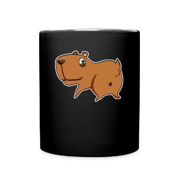 Capybara Wasserschwein - Tasse einfarbig - Schwarz - Vorne