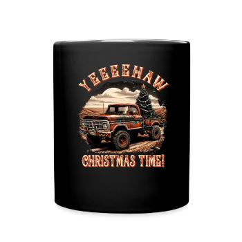 Yeehaw It's Christmas Time – Pick-up truck - Full Colour Mug - black - Front
