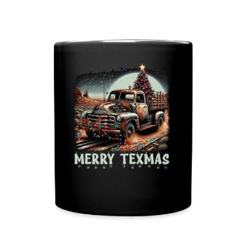 Merry Texmas – Pick-up truck - Full Colour Mug - black - Front