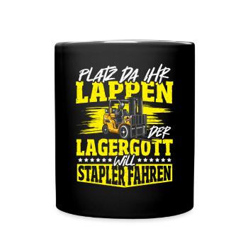 Lustiger Staplerfahrer Gabelstapler Beruf Sprüche - Tasse einfarbig - Schwarz - Vorne