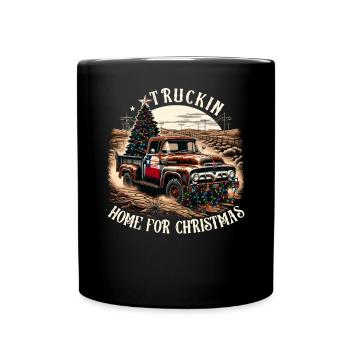 Truckin Home For Christmas - Pick Up Truck - Tasse einfarbig - Schwarz - Vorne