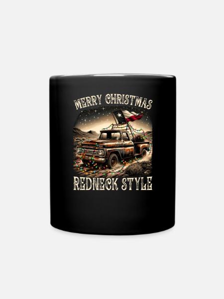 Joyeux Noël Redneck Style - Camionnette - Mug uni - noir