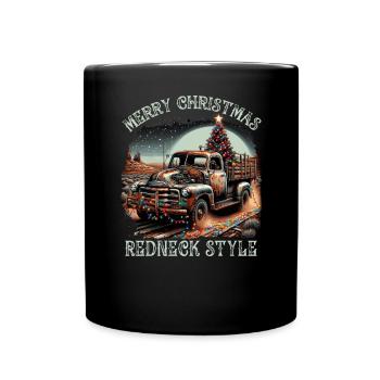 Merry Christmas Redneck Style - Pick up Truck - Tasse einfarbig - Schwarz - Vorne