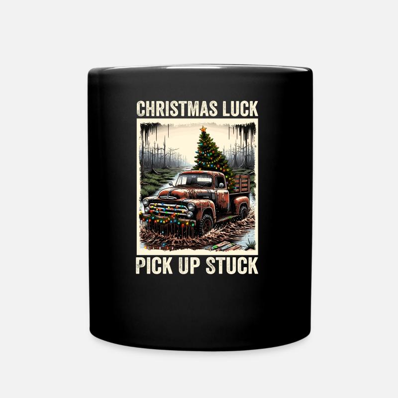 Christmas Luck - Pick Up Stuck - Saying - Tasse einfarbig - Schwarz