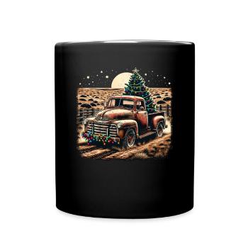 Vintage Christmas Truck - Tree And Fairy Lights - Tasse einfarbig - Schwarz - Vorne