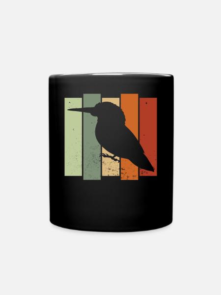 Kingfisher Retro Vogelbeobachtung Vogelbeobachter - Tasse einfarbig - Schwarz