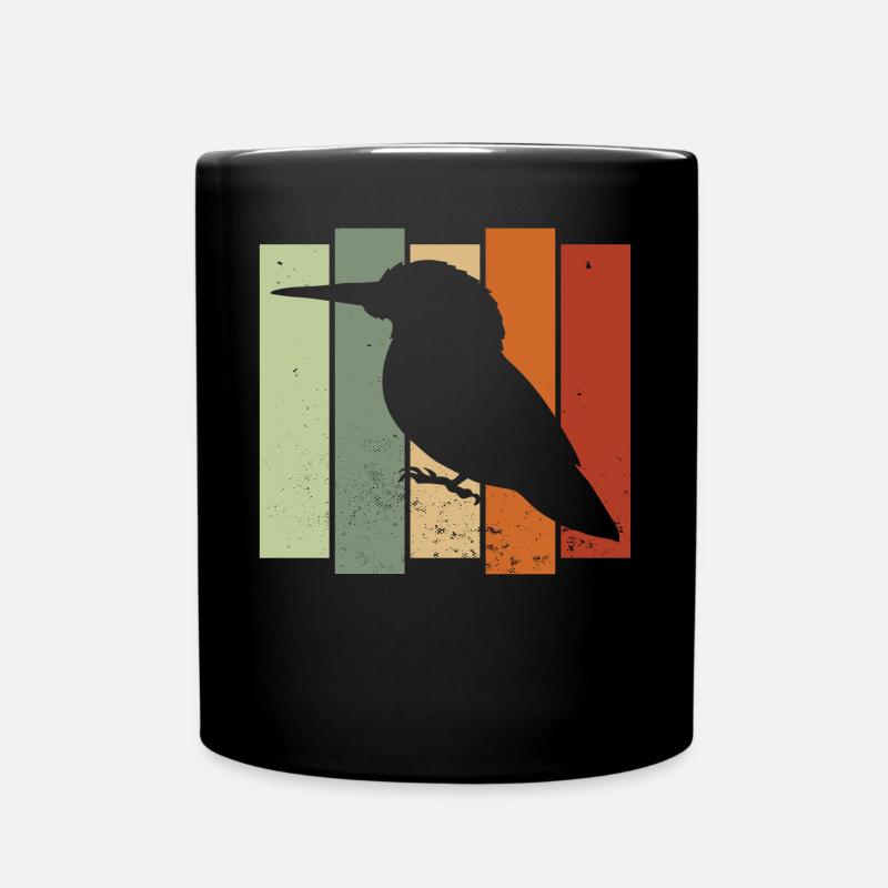 Kingfisher Retro Vogelbeobachtung Vogelbeobachter - Tasse einfarbig - Schwarz