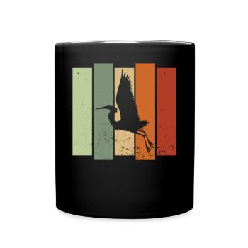 Heron Retro Vogelbeobachtung Vogelbeobachter - Tasse einfarbig - Schwarz - Vorne