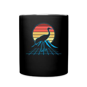 Sandhill Crane Retro Vogelbeobachtung - Tasse einfarbig - Schwarz - Vorne