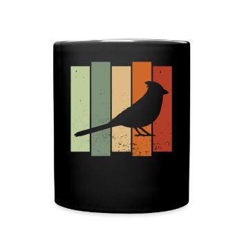 Cardinal Bird Retro Birdwatching Bird Watcher - Full Colour Mug - black - Front