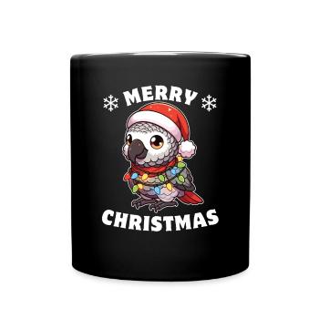 Christmas Fairy Lights Grey Parrot - Full Colour Mug - black - Front
