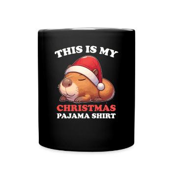 Pyjama de Noël Capybara Capybaras - Mug uni - noir - Devant