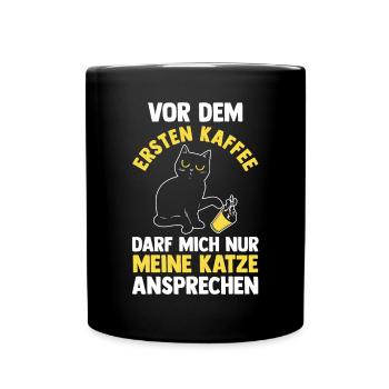 Katze Miezekatze Katzenliebhaber Kaffee Katzen - Tasse einfarbig - Schwarz - Vorne