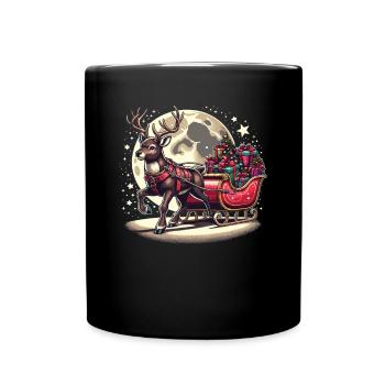 Renne Noël traîneau cadeaux Noël - Mug uni - noir - Devant