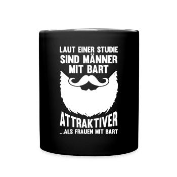 Bärtig Bartträger Schnurrbart Bart - Tasse einfarbig - Schwarz - Vorne