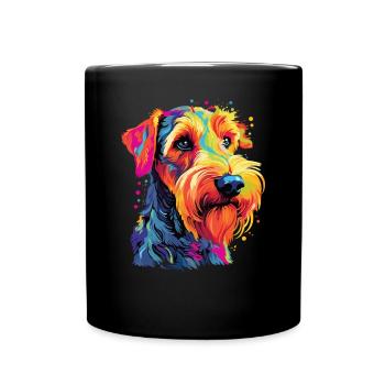 Aquarelle colorée Airedale Terrier - Mug uni - noir - Devant